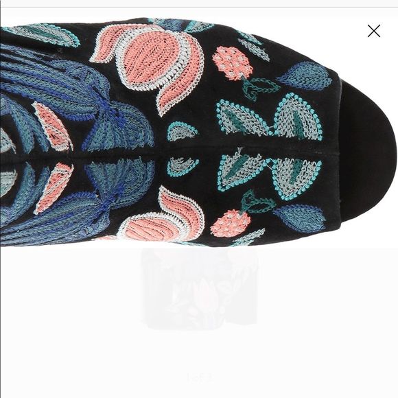 Rebecca Minkoff | Black Floral Embroidered Bootie - Picture 3 of 7